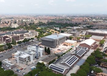 Veduta-aerea-nuovi-teatri-in-costruzione-a-Cinecitta-Vinardi - Laterlite